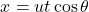 \[x=ut \cos⁡{\theta}\]