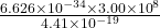 \frac{6.626 \times 10^{-34} \times 3.00 \times 10^8}{4.41 \times 10^{-19}}