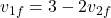 \[v_{1f} = 3 - 2 v_{2f}\]