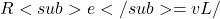 R<sub>e</sub>=&rho;vL/&mu;