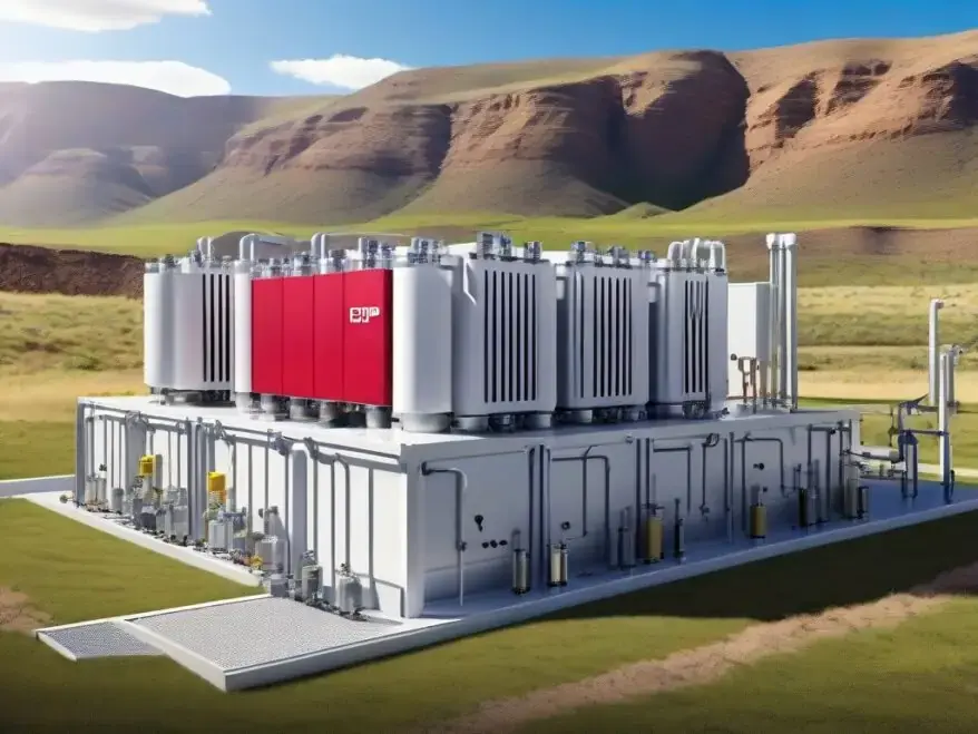 artistic 3d render of flow battery energy storage