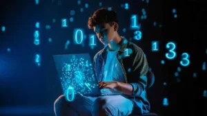 Student studying digital electronics