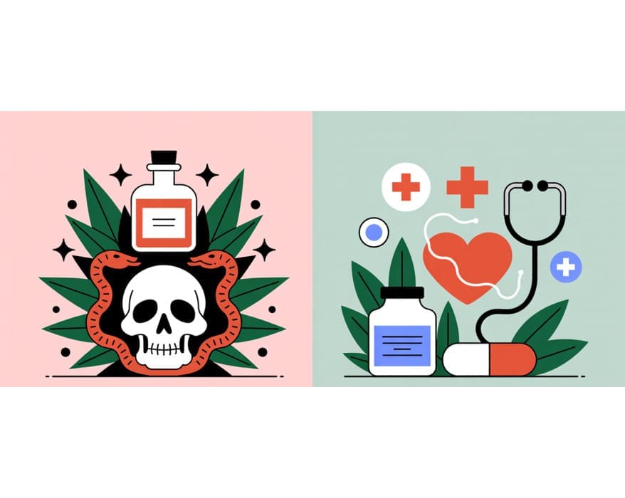 Feature image showing the contrast between poison and medicine, representing the transformation of toxins into therapeutic agents.