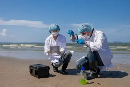 Researchers Collecting Marine Samples for Microbial Diversity Studies