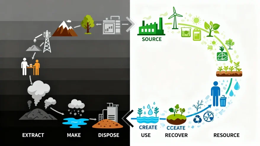 Chart comparing efficiency, cost, and environmental benefits of stealth bio-waste valorization