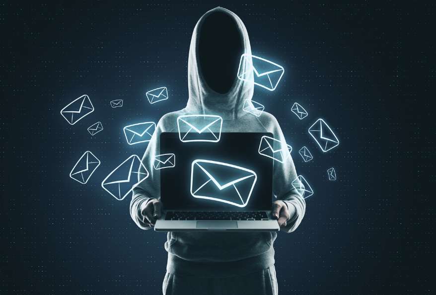Hacker accessing email messages