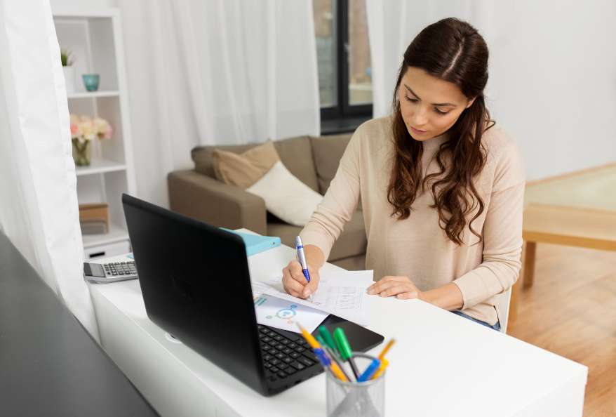 freelancer working with receipts