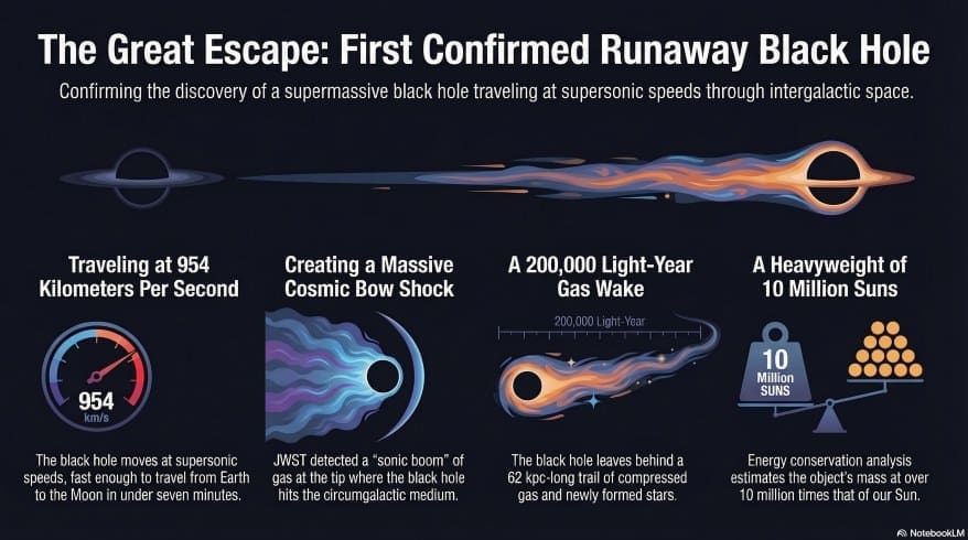 A Runaway Black Hole Found in Deep Space