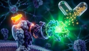 3D illustration of an AI-designed Allosteric protein switch detectin