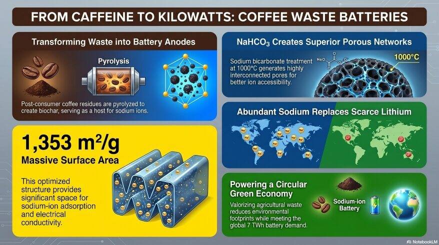 coffee waste to energy battery 